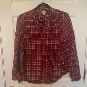 LL Bean flannel long sleeve plaid shirt